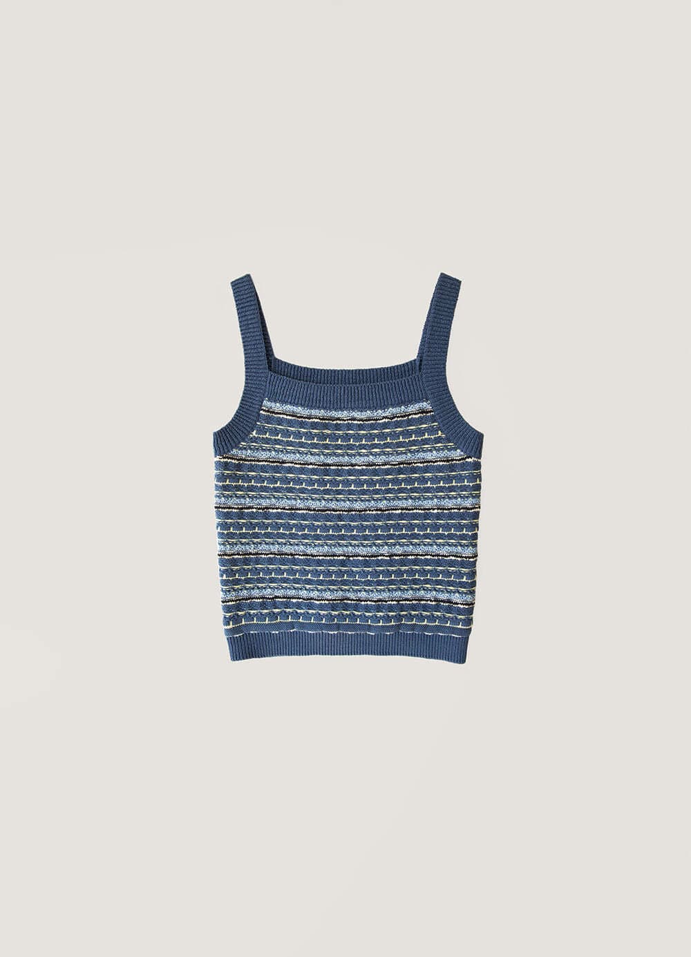 Tweed Jacquard Sleeveless Knit Top - Dutch Blue