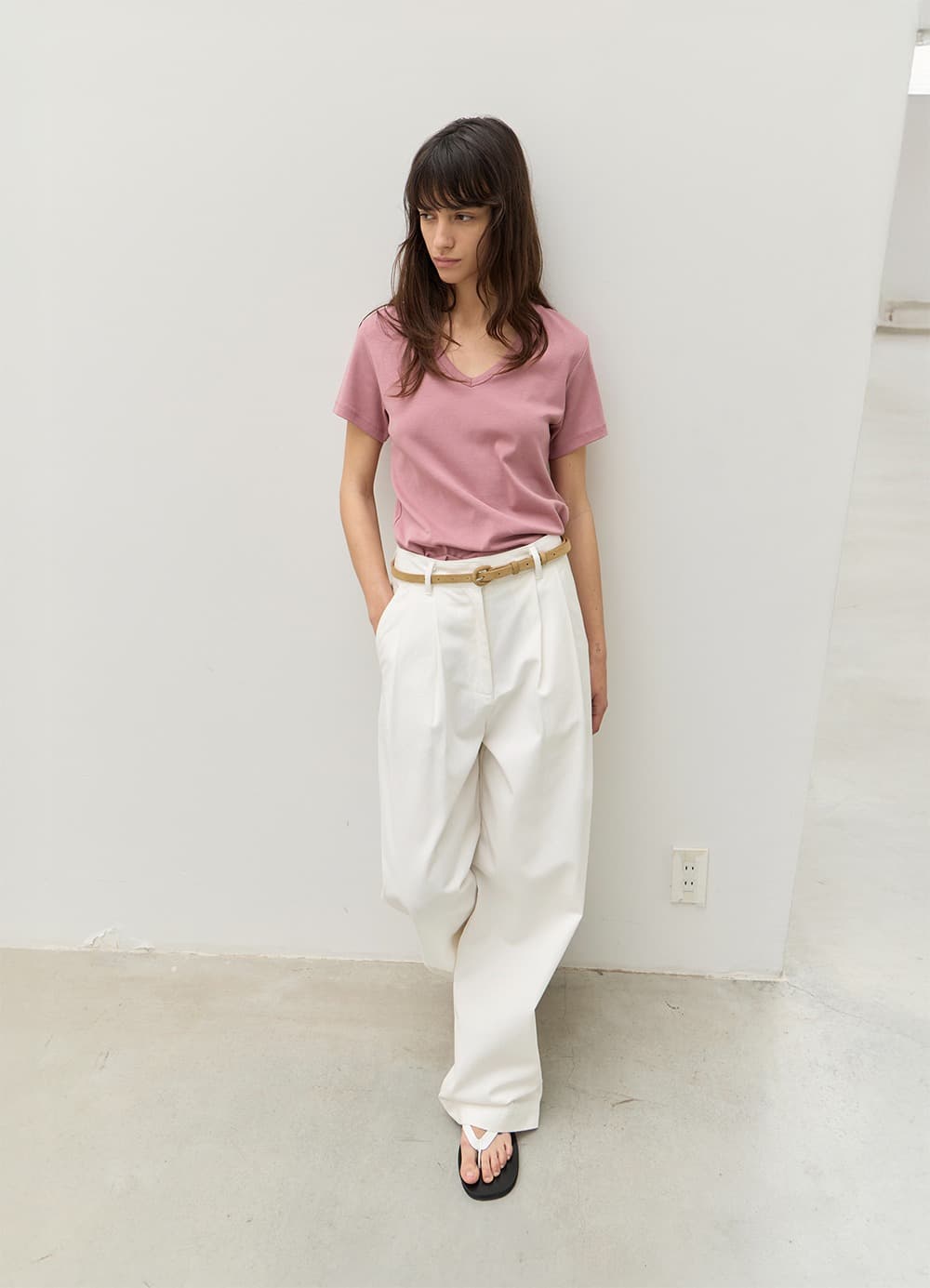 All-day Cotton V-neck T-shirt - Dusty Rose