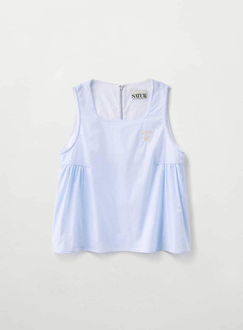 (W) Flare Sleeveless Blouse - Sky Blue
