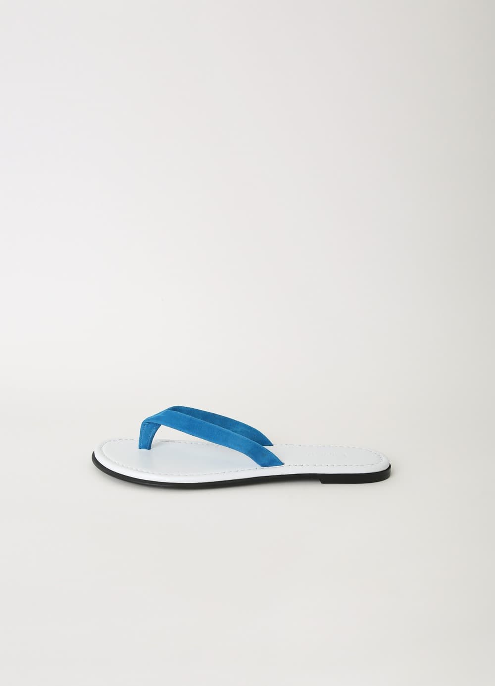 Color Leather Flip Flops - White/Aqua