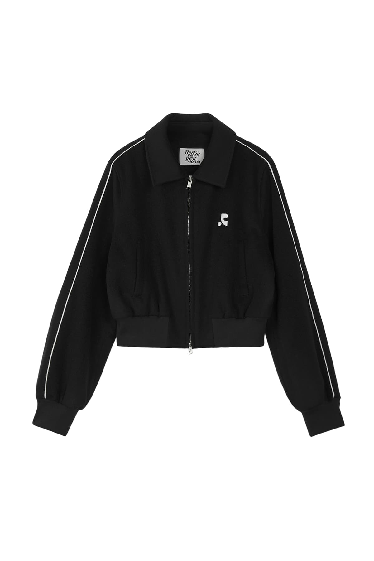 PIPING WOOL BOMBER JACKET - NAVY