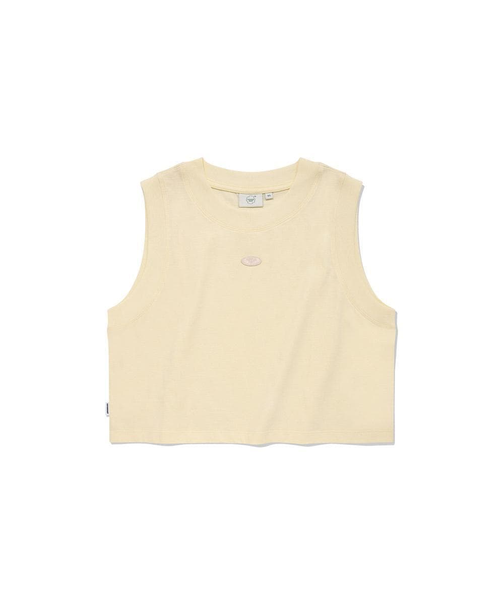 우먼 크롭 립 슬리브리스 Cream