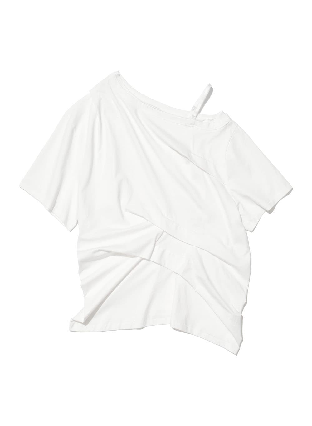 DRAPE PIN-TUCK UNBALANCED TOP_WHITE