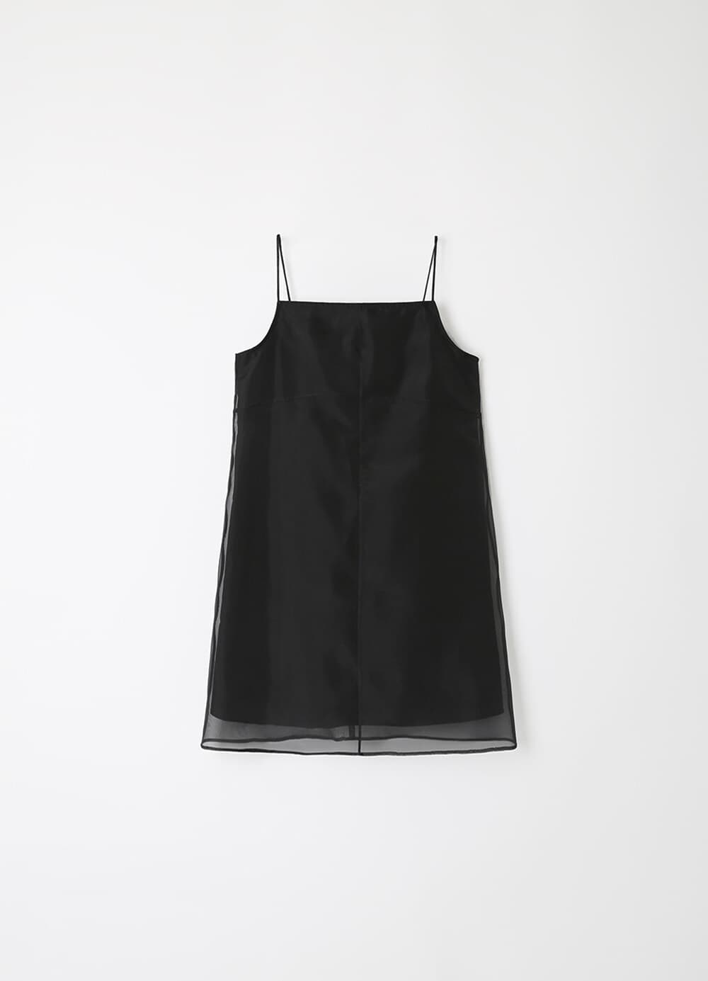 Layered Sheer Slip Dress - Black