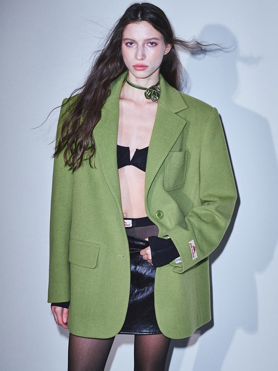WOOL OVERSIZED SINGLE JACKET_GREEN