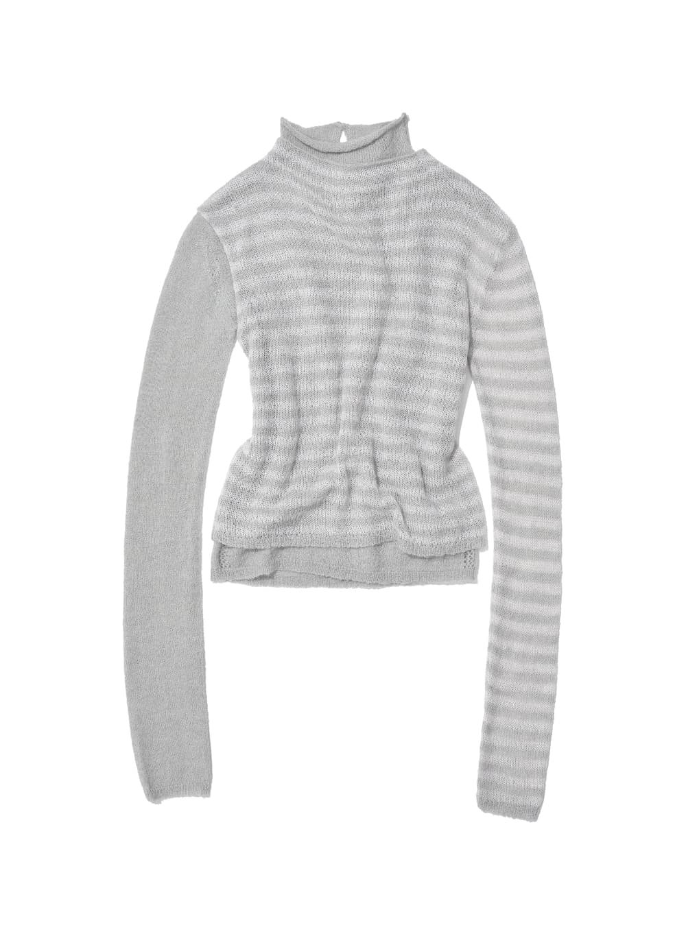 DOUBLE LAYERED MOCK NECK KNIT TOP_GREY STRIPE