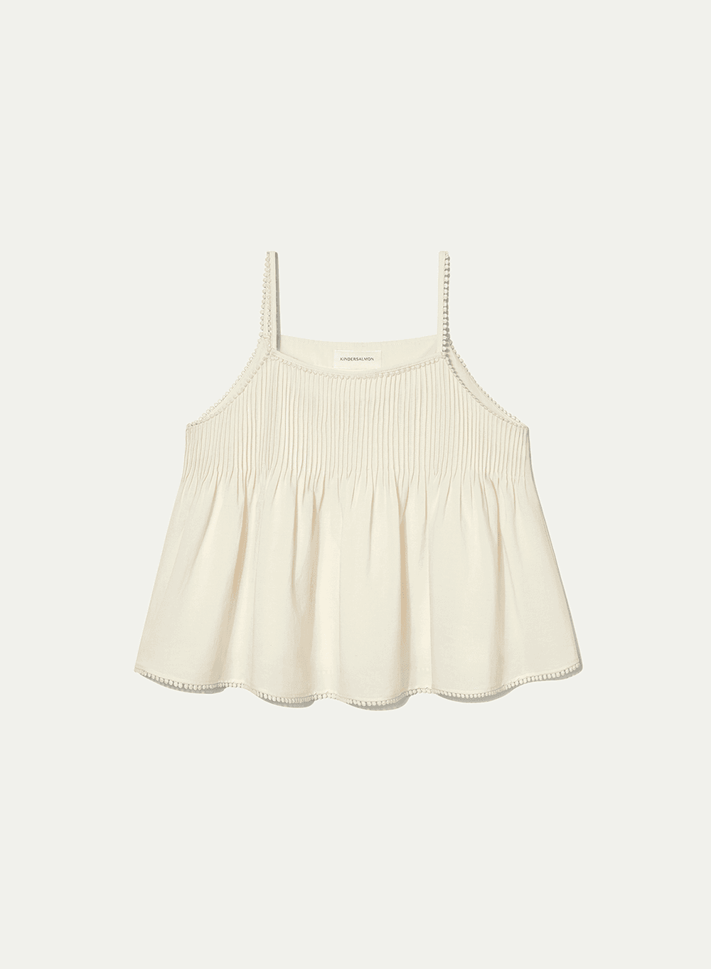 Pintuck Lace Sleeveless Top Cream