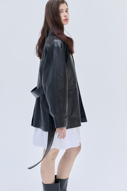 25SN leather safari jacket [BK]