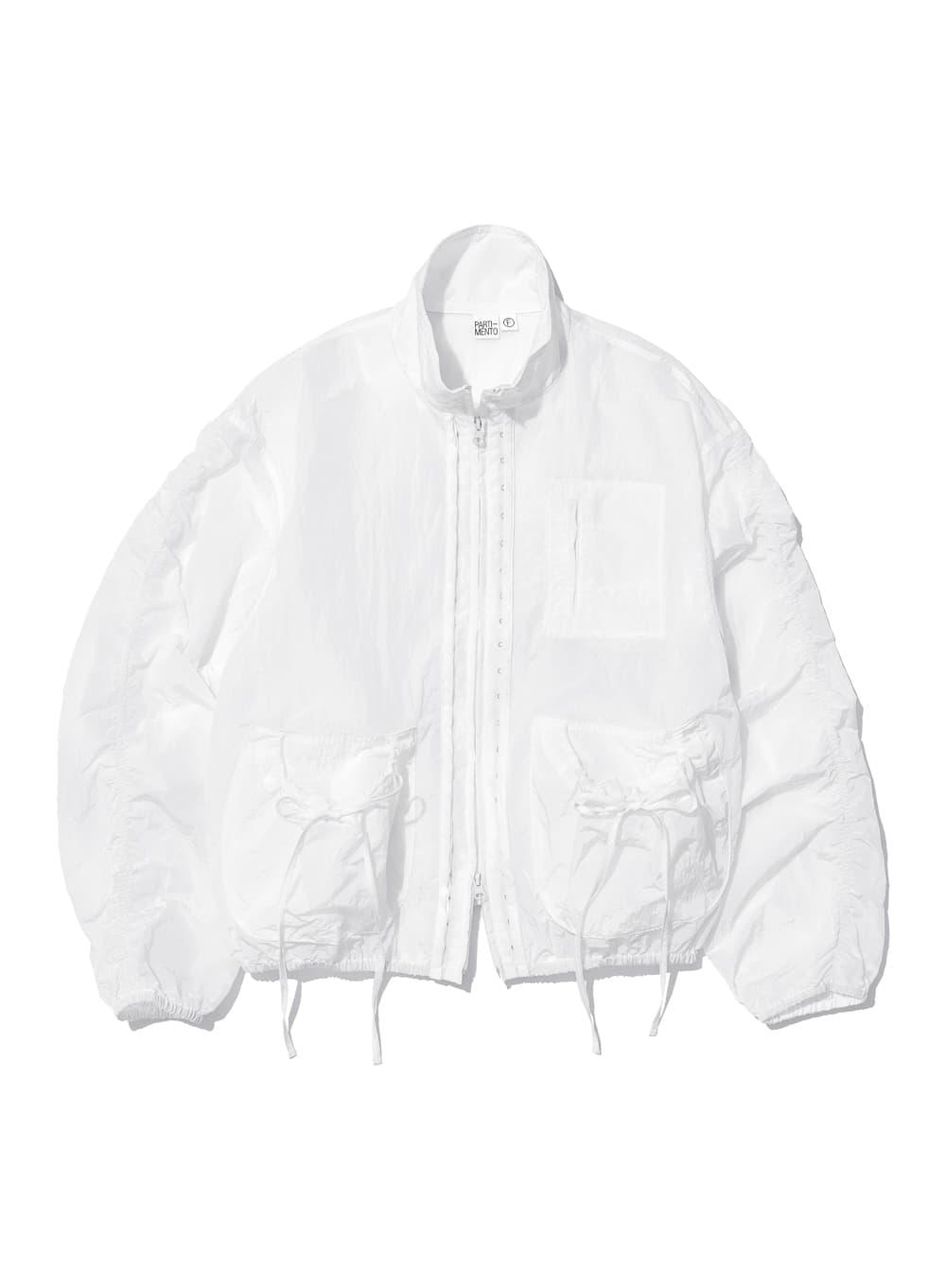 SHEER SHIRRING TRACK JACKET_WHITE