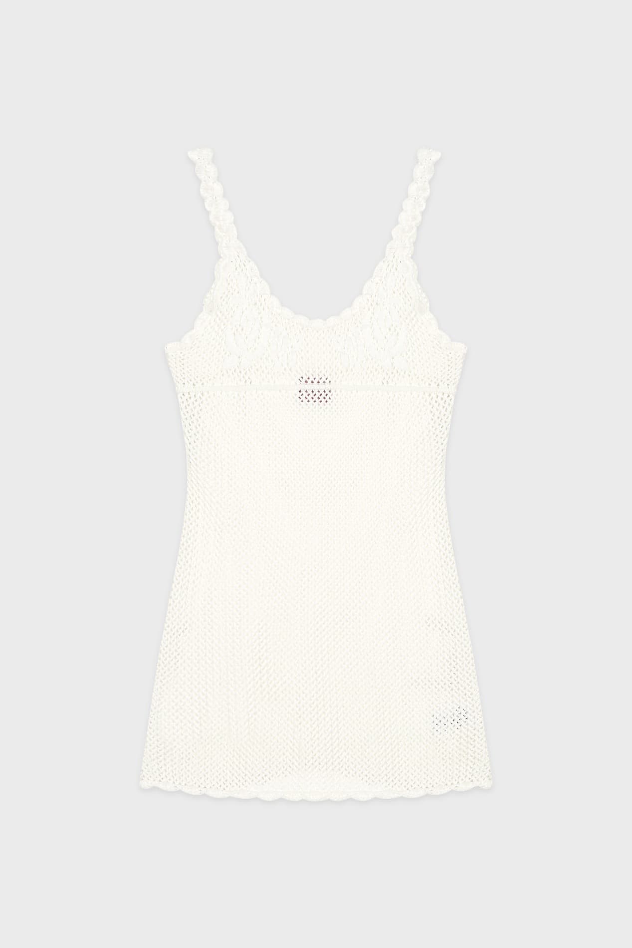 Rose Embroidered Knit Sleeveless Dress (Cream)