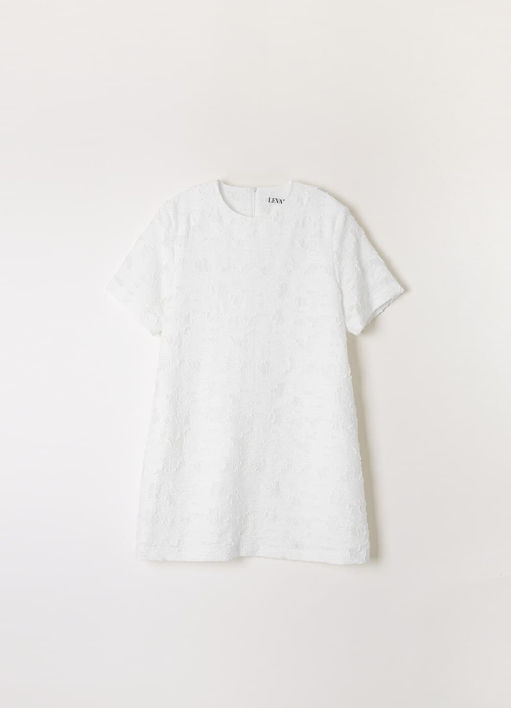 Flower-Jacqaurd Mini Dress - Off White