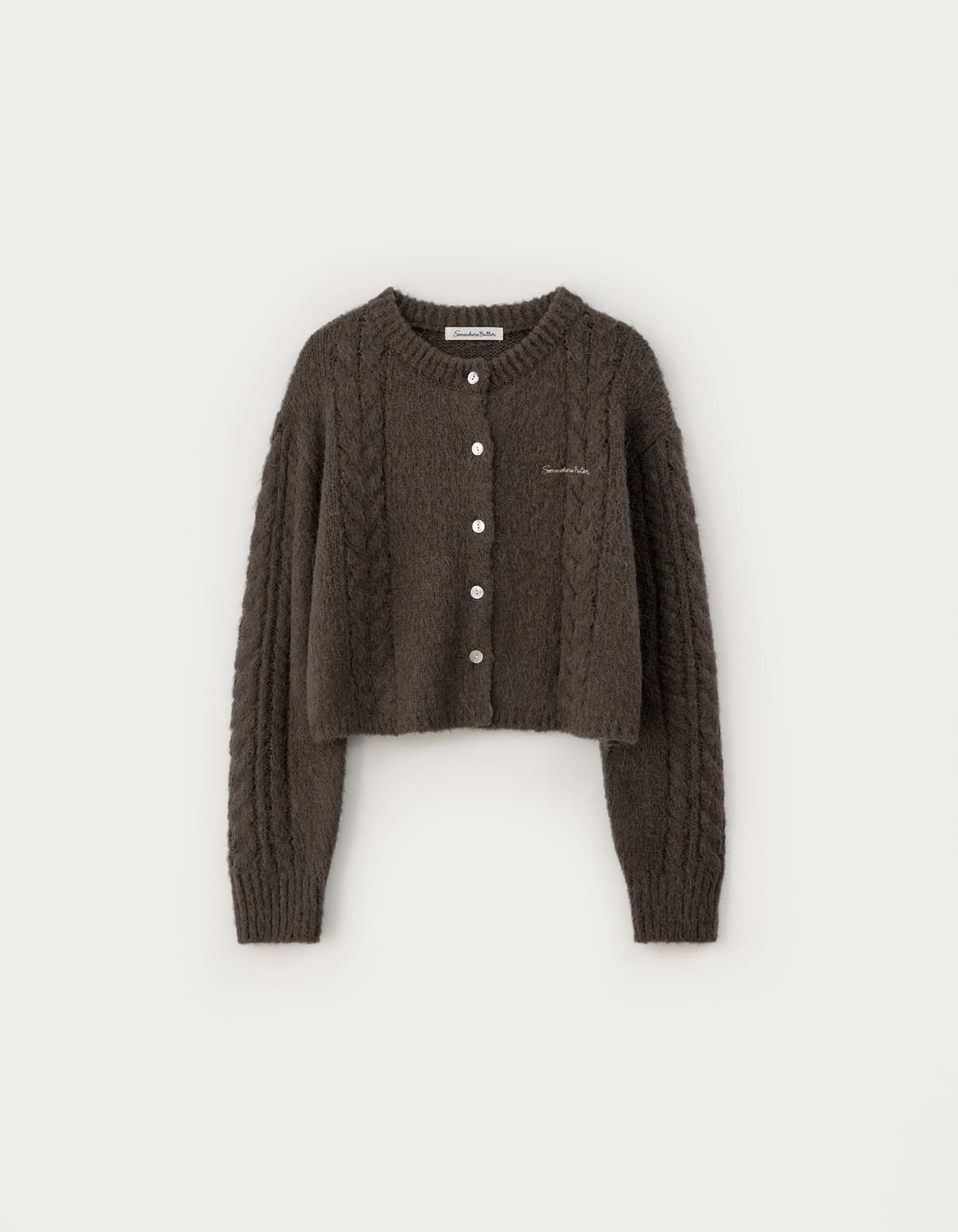 Sandy Alpaca Brush Cardigan - Brown