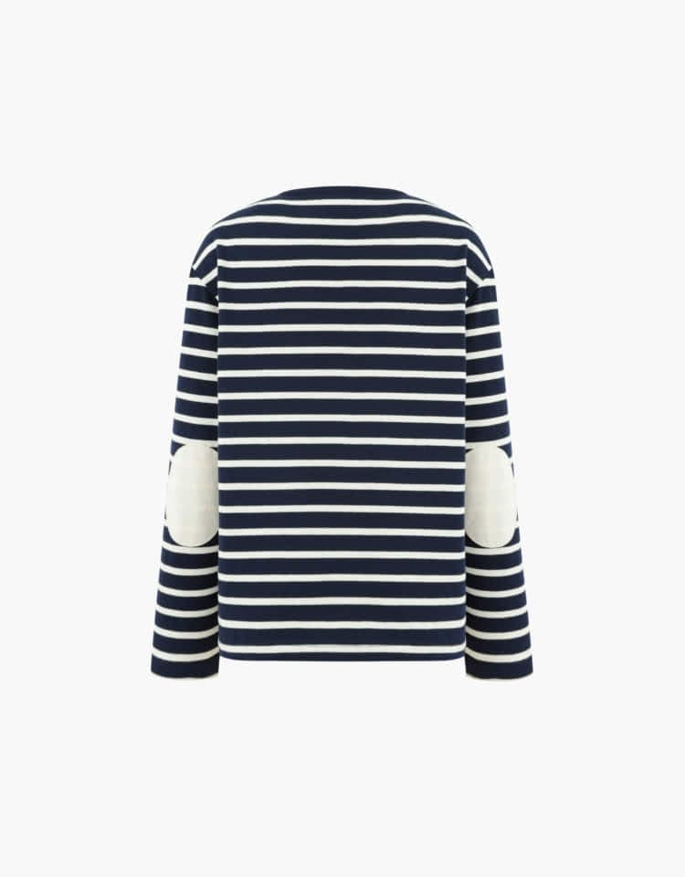 elbow patch striped t-shirt - navy