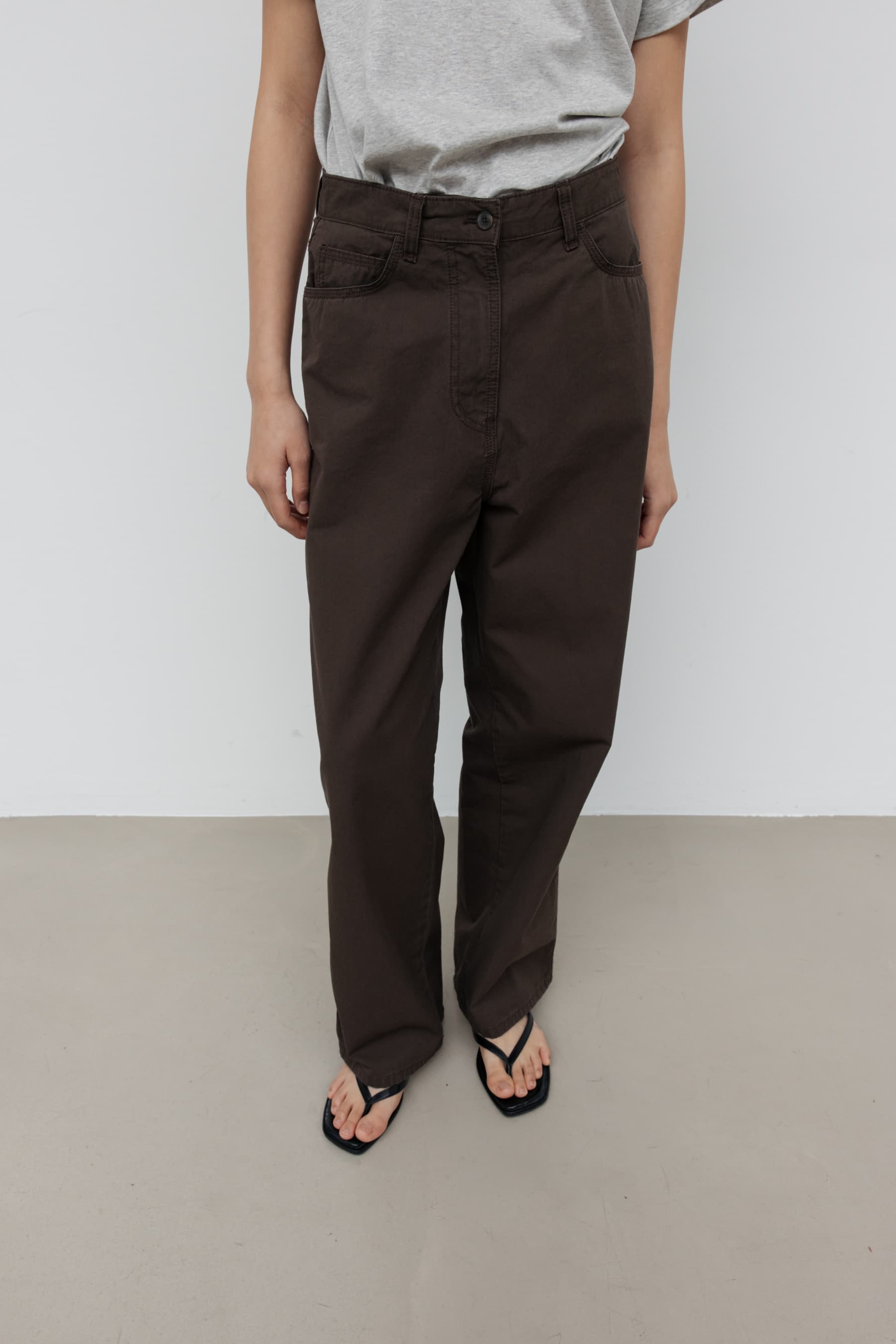 Washed Cotton Pants (Brown)