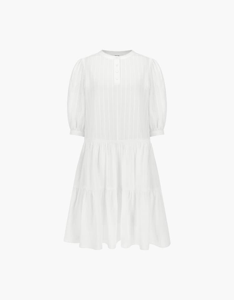 jacquard shirring one-piece - white