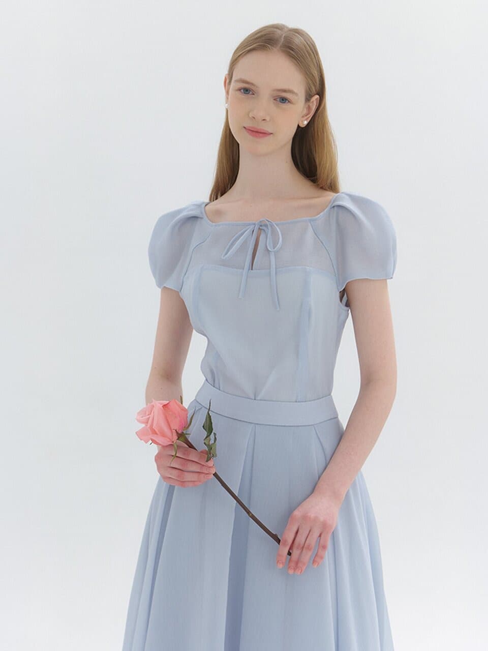 FAIRY Chiffon Puff-Sleeve Blouse / Blue(3color)