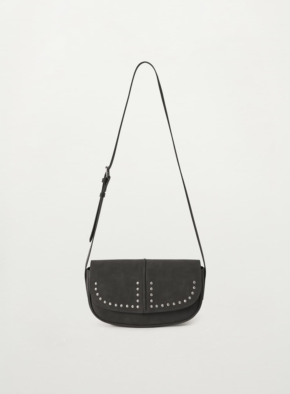 Halfmoon Studded Mini Shoulder Bag - Charcoal
