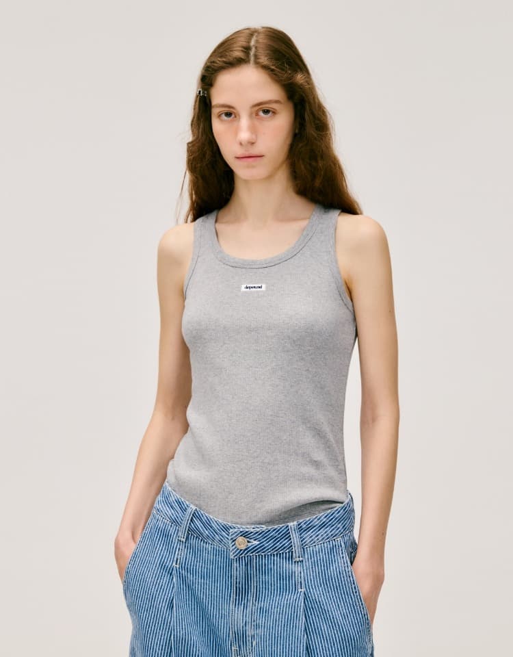 box logo sleeveless - melange gray