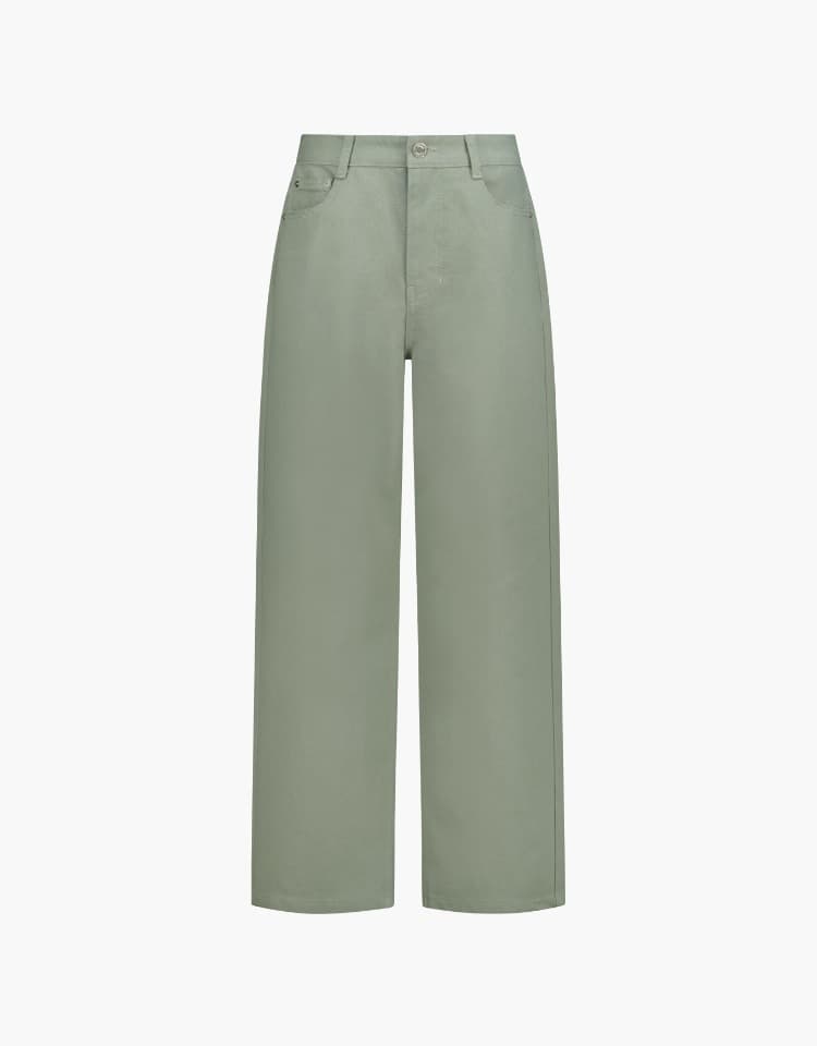 semi wide color denim pants - mint