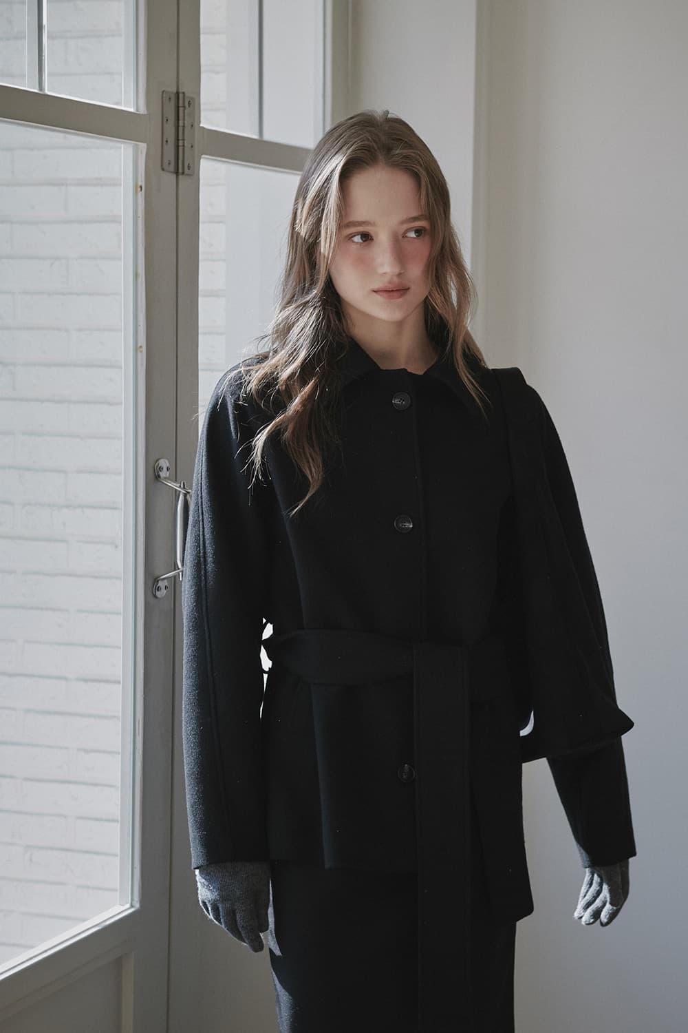 Gemma Wool Half Coat - Black