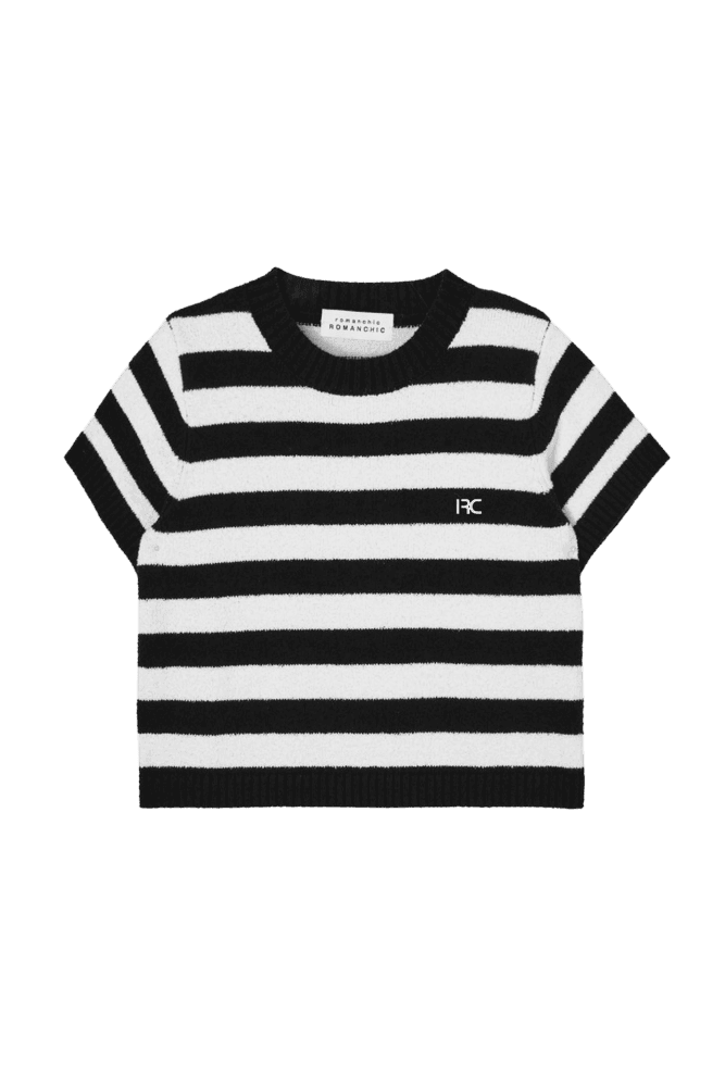 Terry Stripe Knit Top (Black) 오하영, 배윤경 착용
