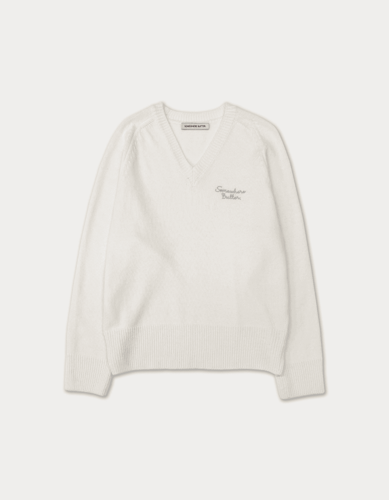 Small letter logo v-neck knit - ivory