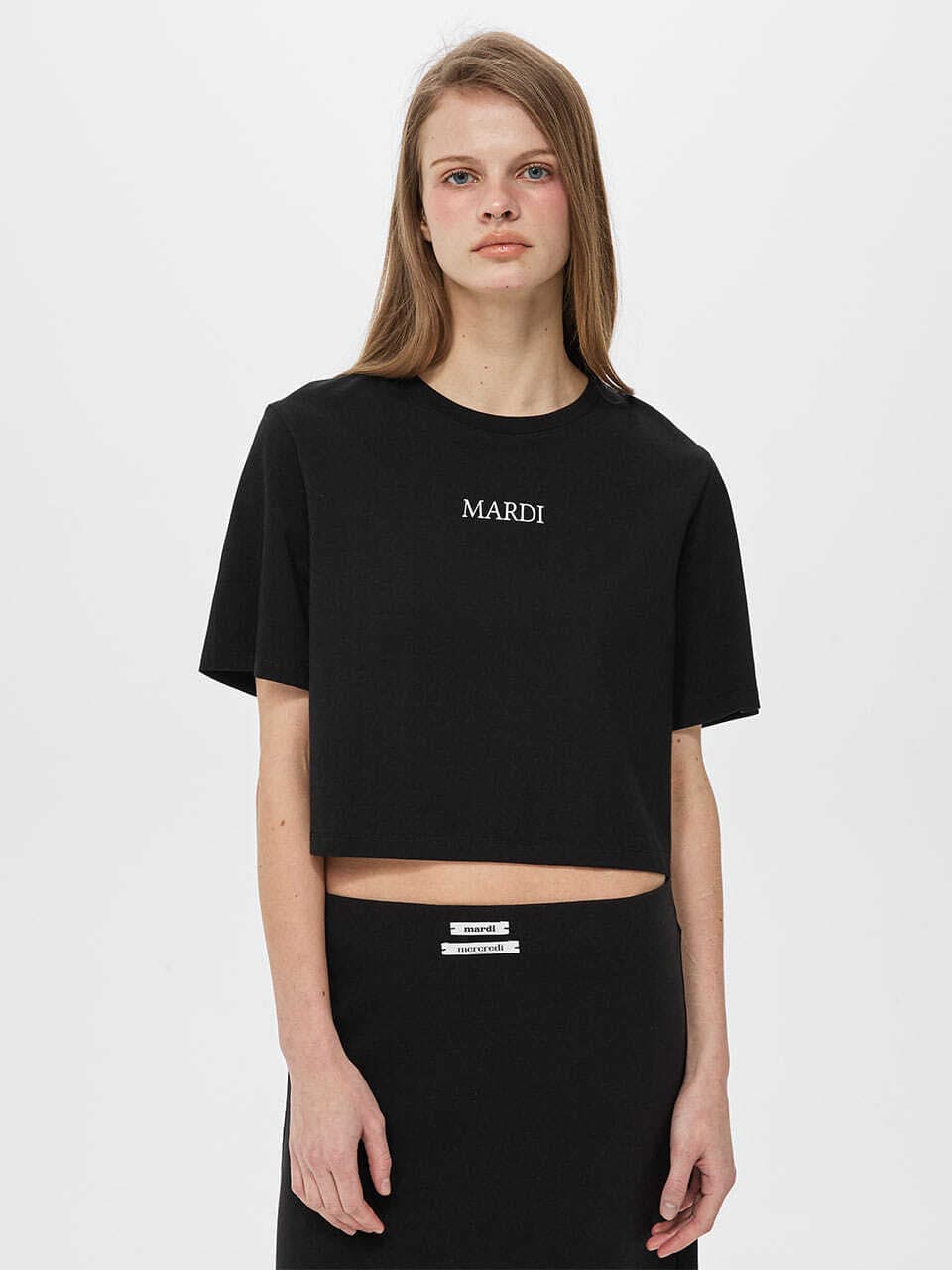 CROPPED BASIC TSHIRT MARDI SERIF LOGO_BLACK