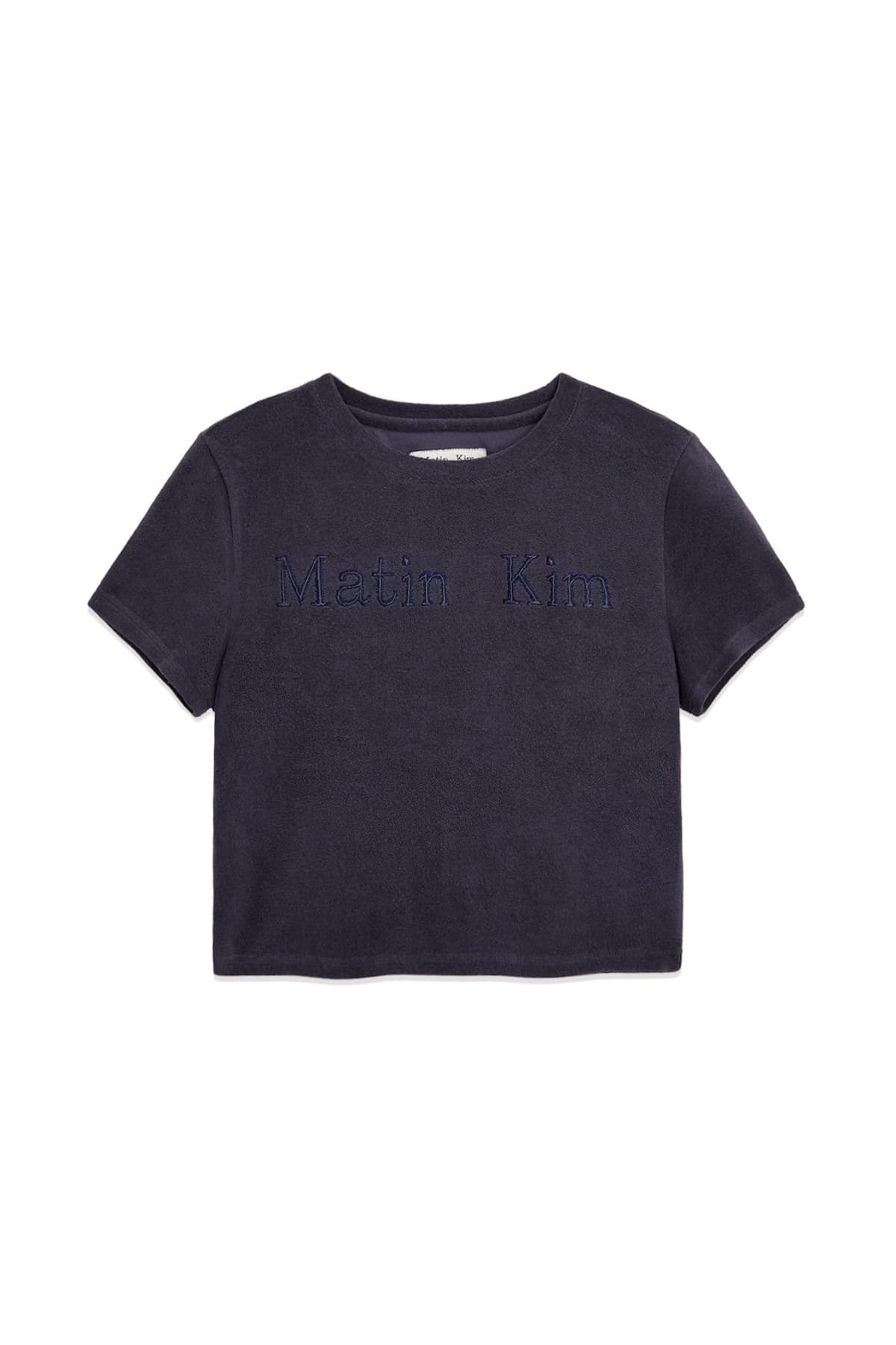 LOGO POINT TERRY CROP TOP IN NAVY