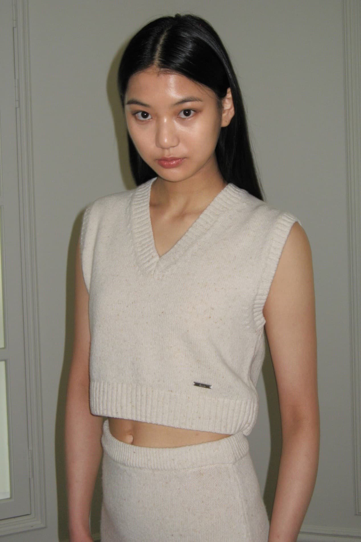 Wool Blended Knit Vest (Ivory)
