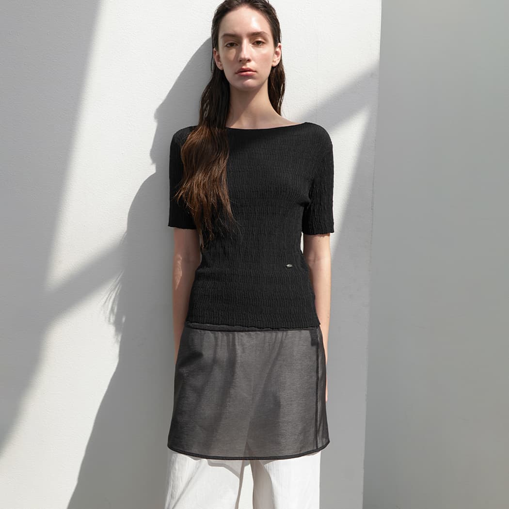 (T-7077)CLARE CREASE SLIM KNIT