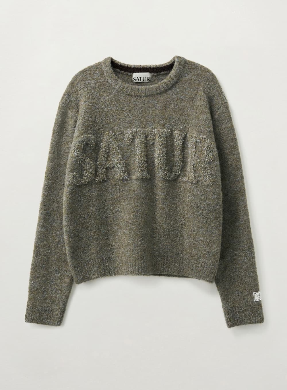 (W) Fleece Crew Neck Knit - Khaki