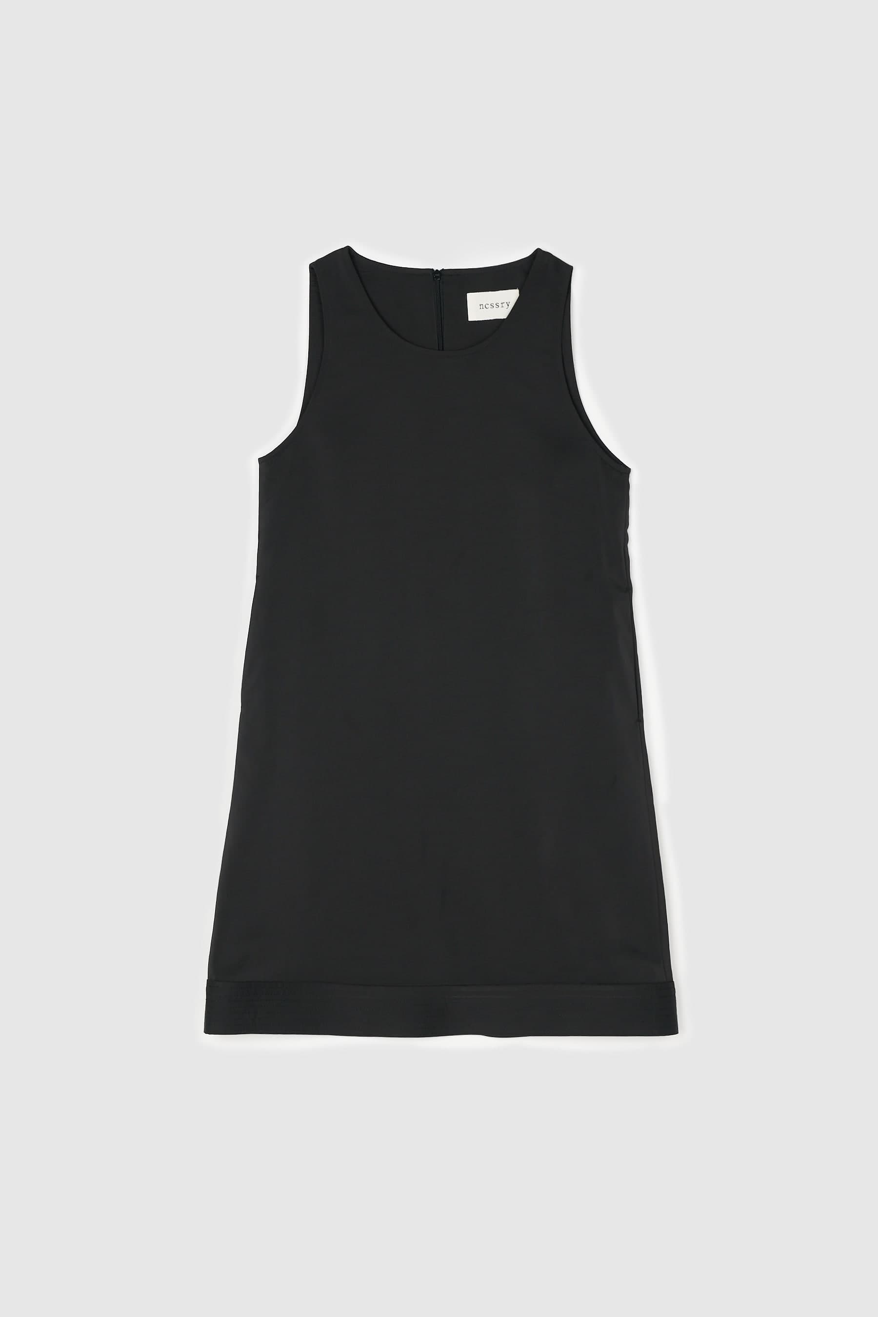 Scoop Sleeveless Midi Dress (Black)