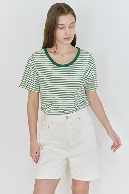 25N U-neck point t-shirts [2colors]
