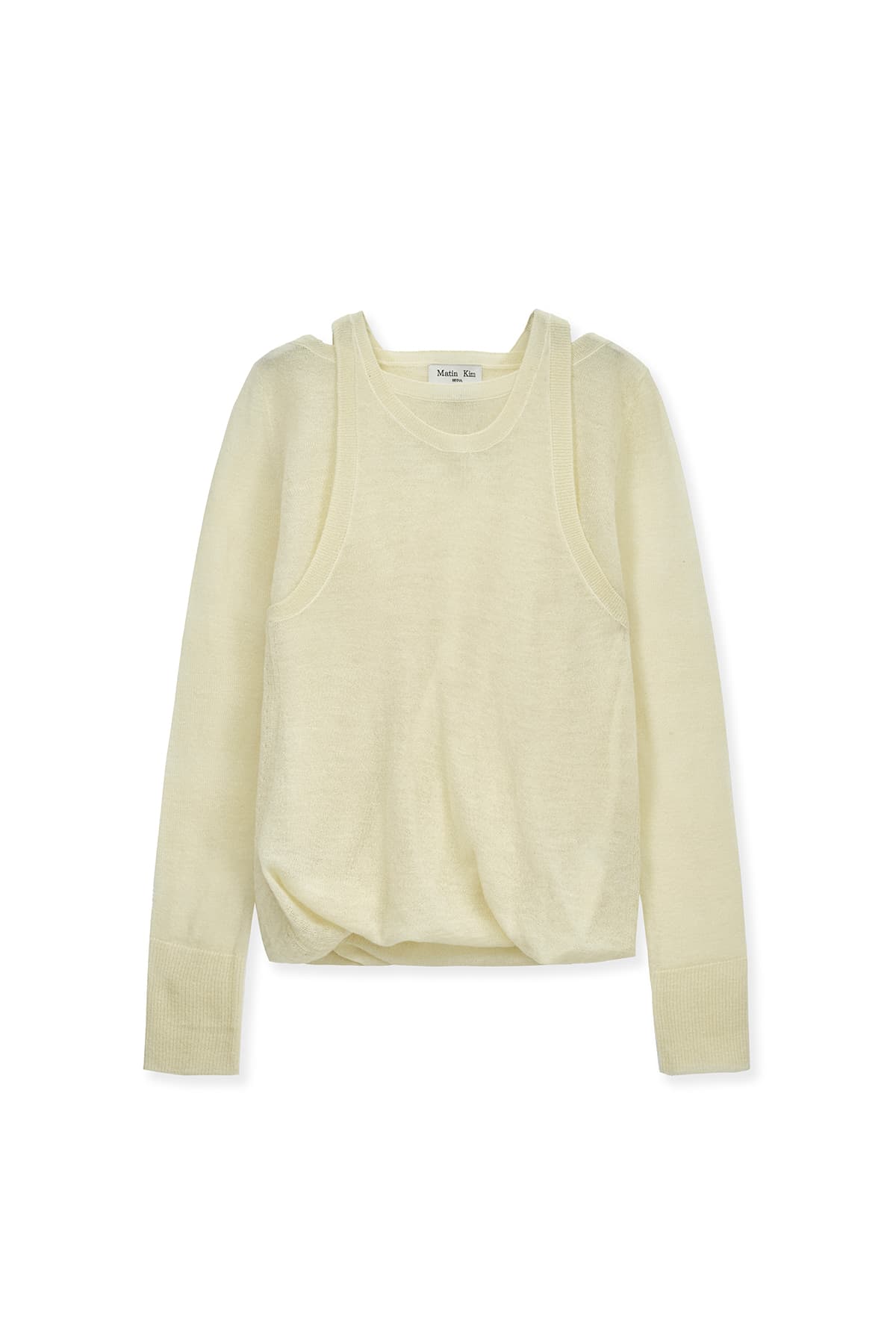 MOHAIR LAYERED KNIT PULLOVER IN LIGHT YELLOW