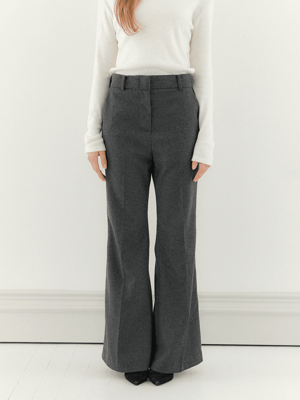 Wool Semi-Wide Pants / Charcoal(3color)