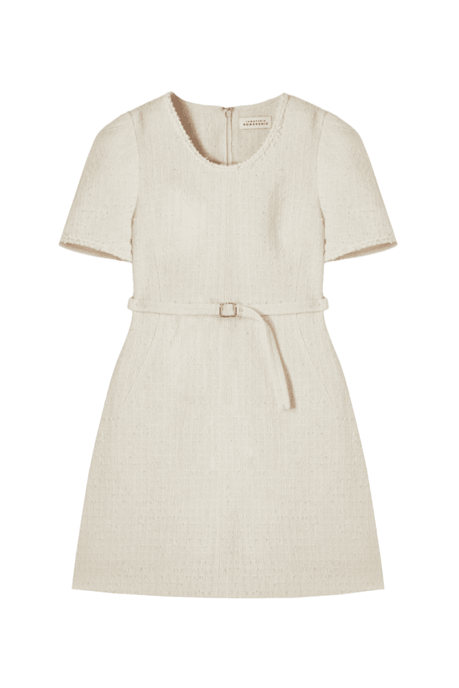 Tweed Belt One-Piece (Ivory)