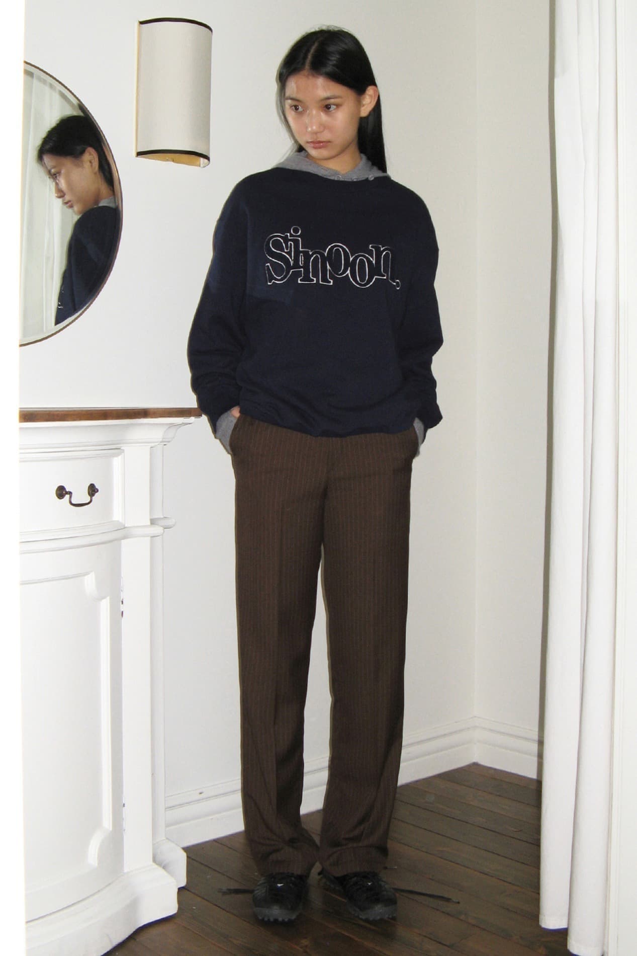 Herringbone Stripe Pants (Brown)