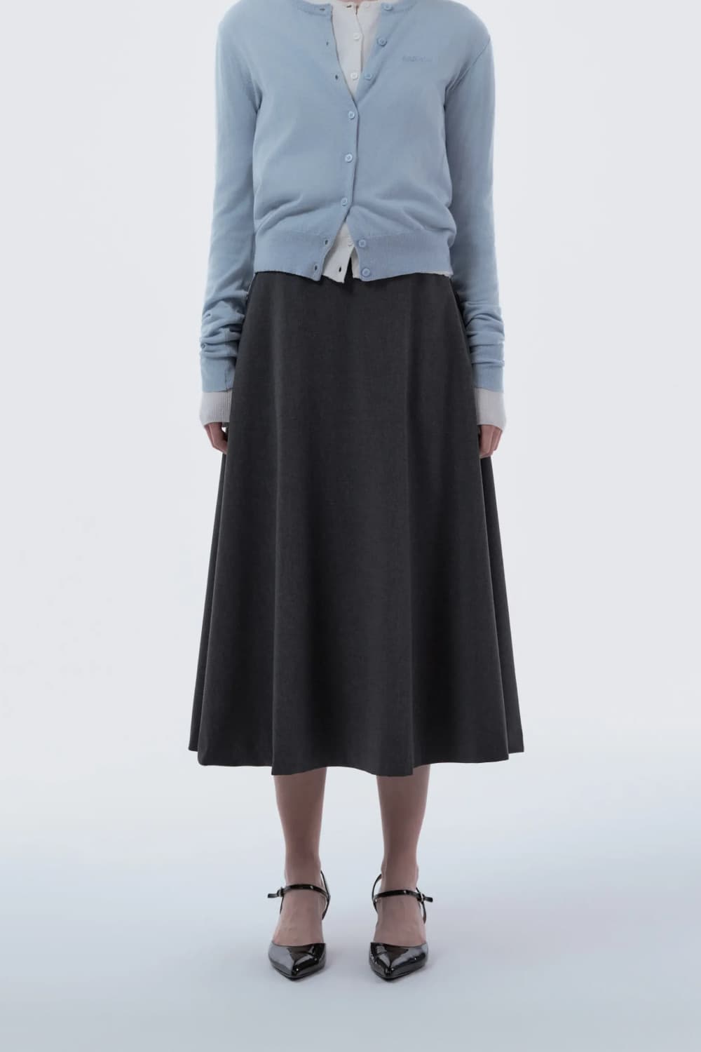 Long Flare Suit Skirt - Dark Grey