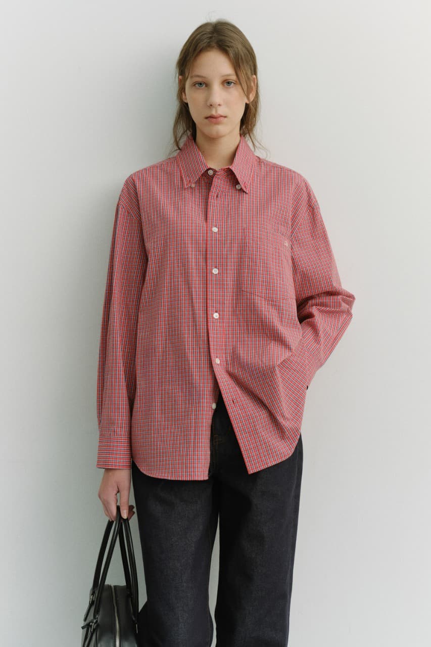 UNISEX OVERSIZED BD CHECKED SHIRT RED CHECK_UDSH6A115R2
