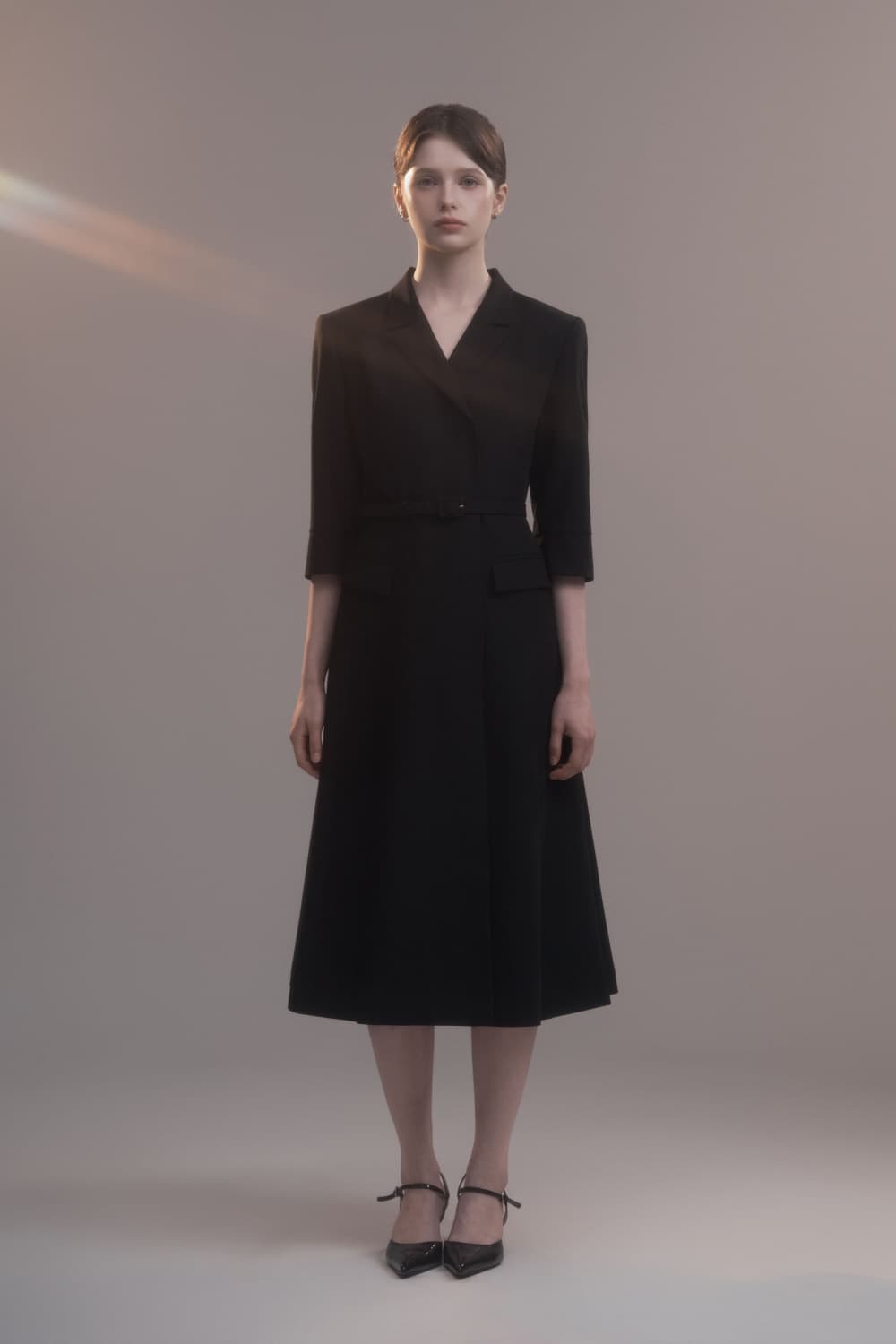 Jenn Long Belted Dress - Black