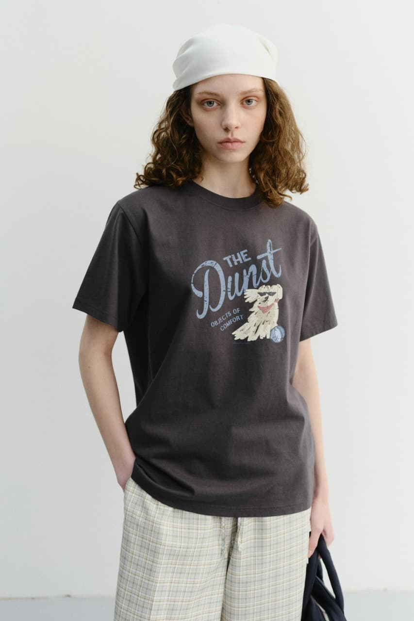 UNISEX DRAWING PUPPY T-SHIRT CHARCOAL GREY_UDTS6B127CG