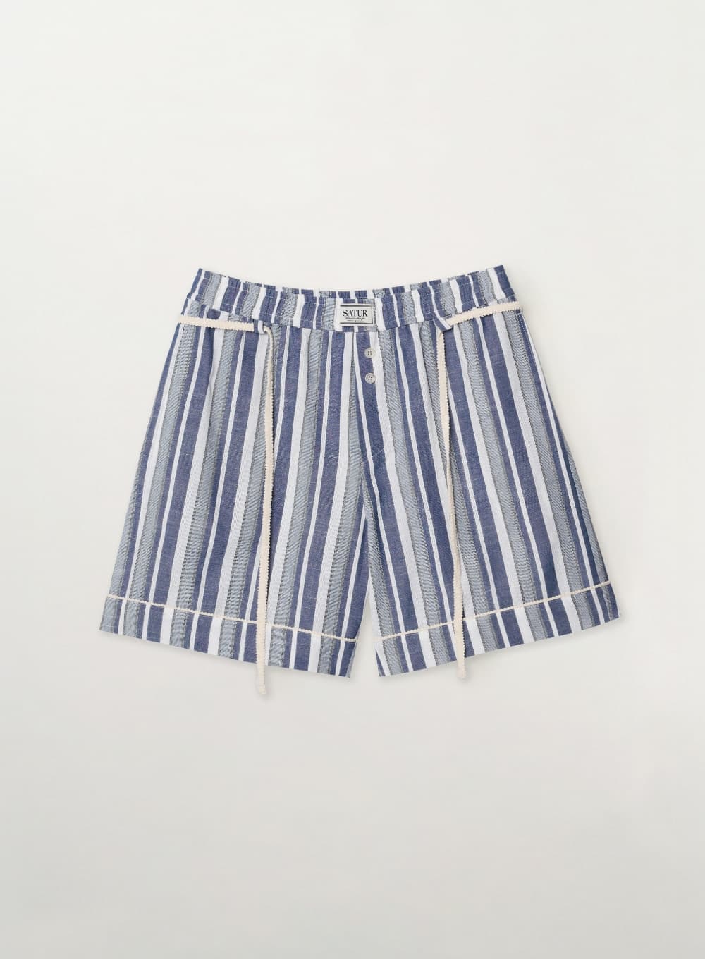 Homewear Stripe Lace-up Banding Shorts - Blue