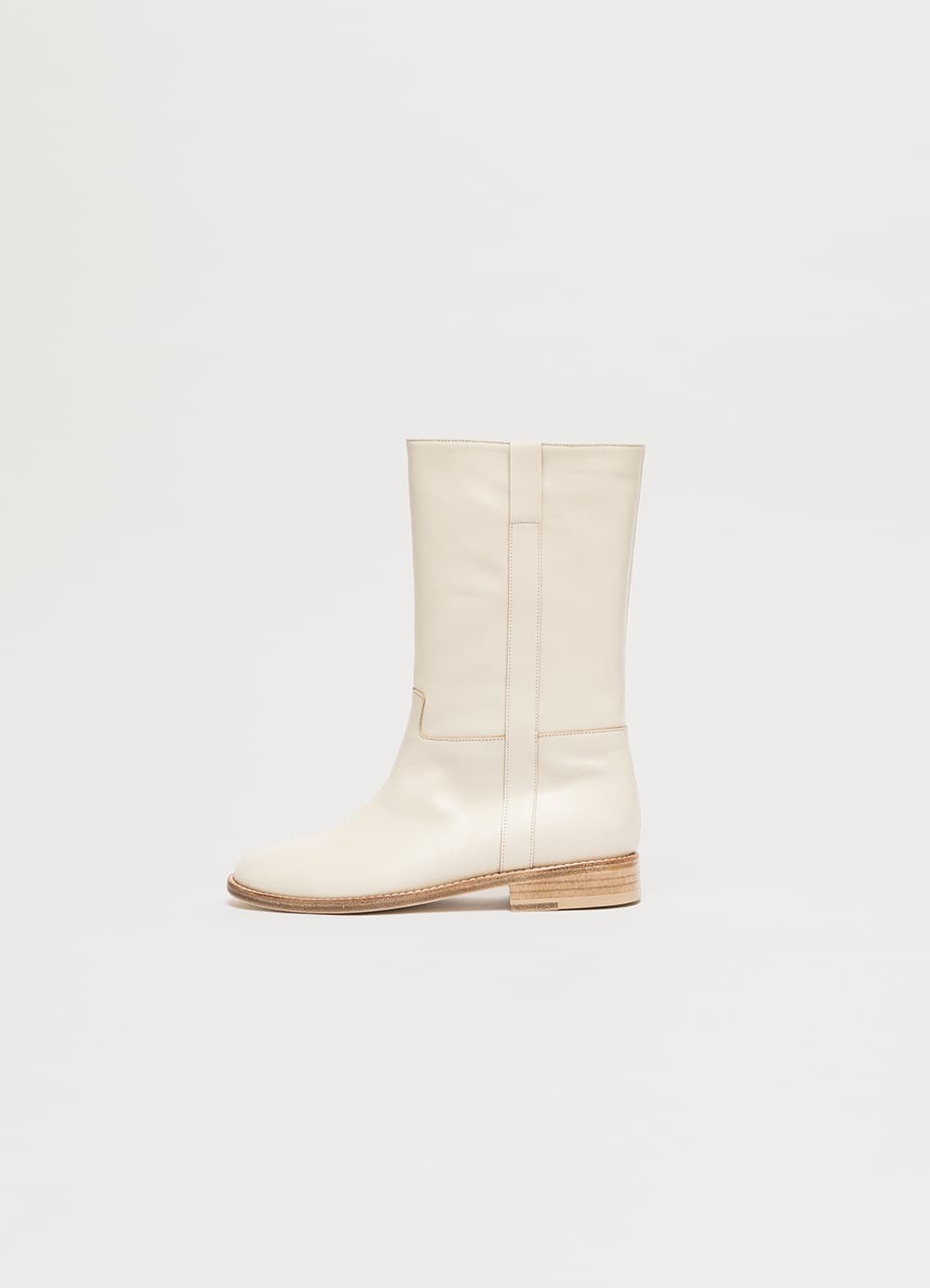 Grunge Leather Middle Boots - Ivory