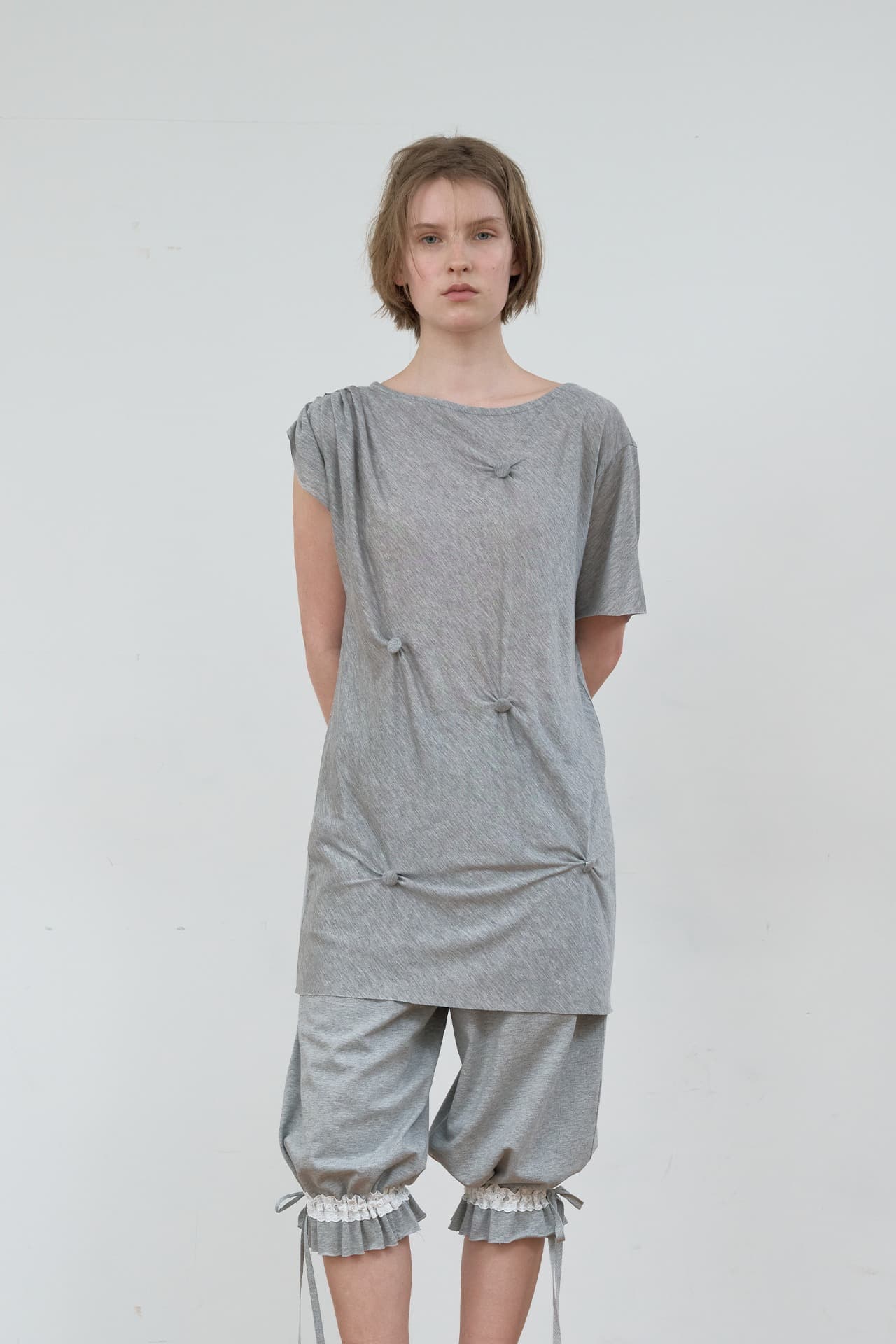 BUTTON DETAIL T-SHIRT_MELANGE