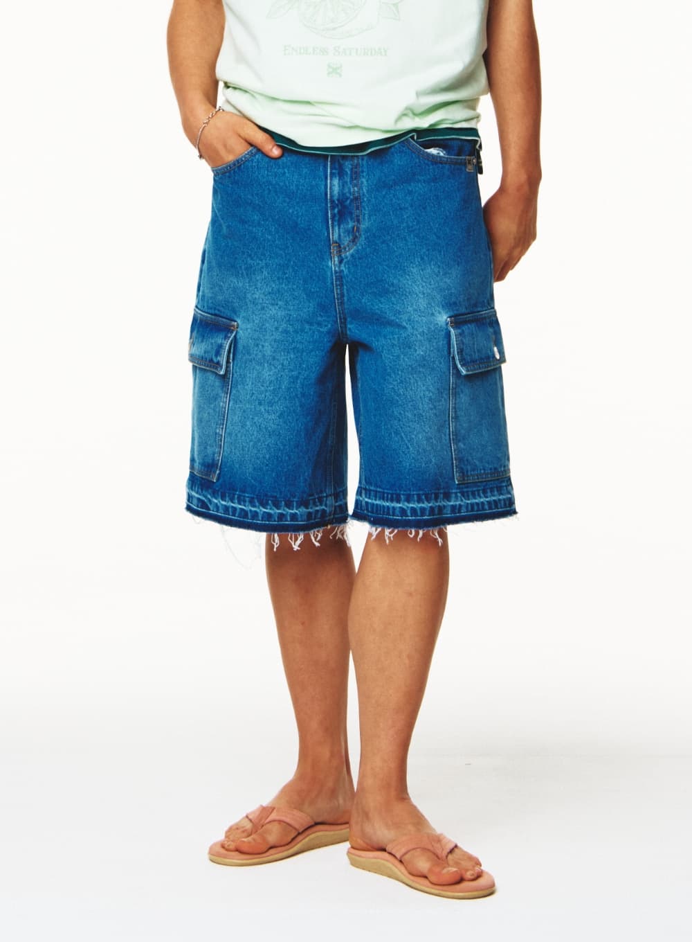 Cargo Bermuda Denim Shorts - Blue