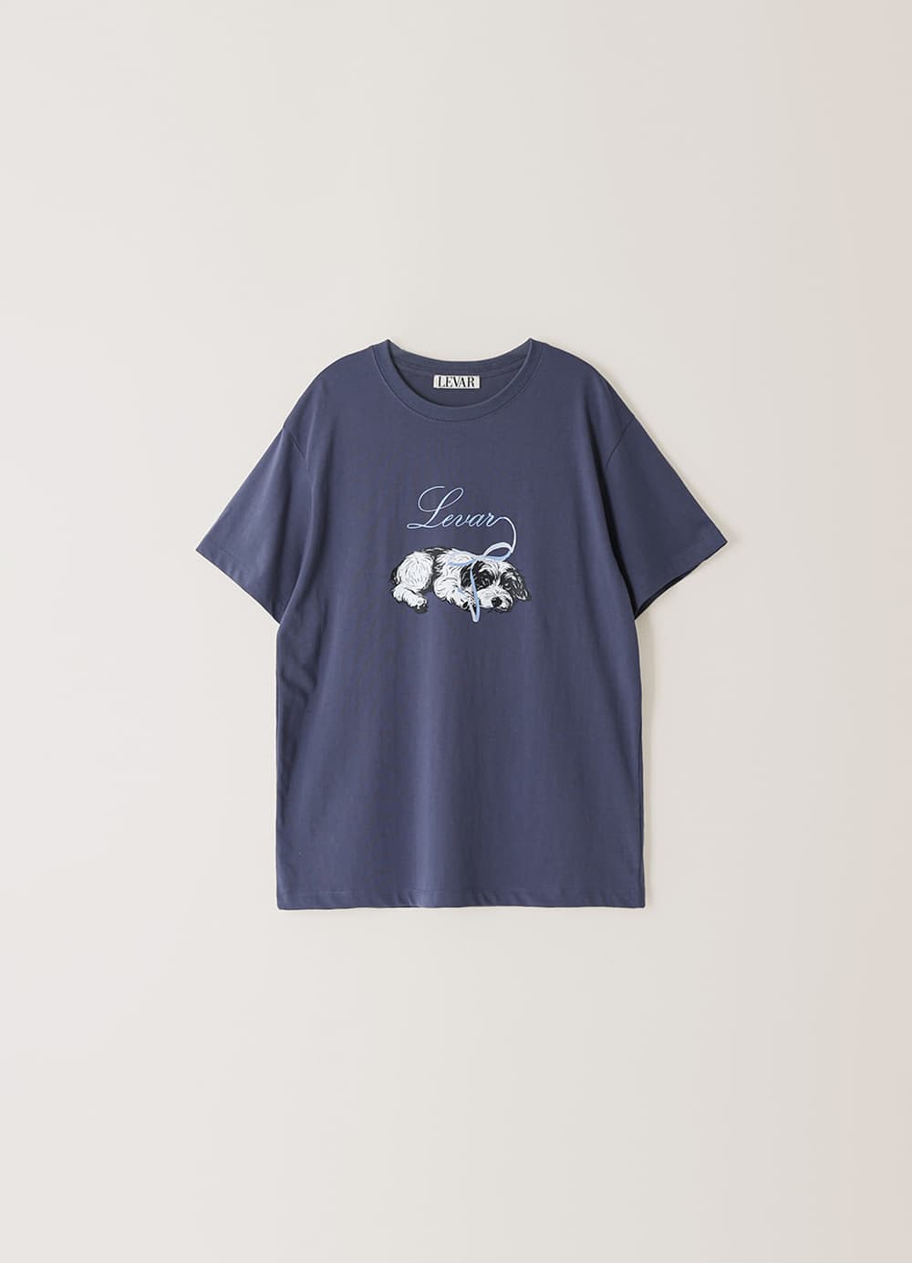 Sweet Bow Pup T-Shirt - Dusty Blue