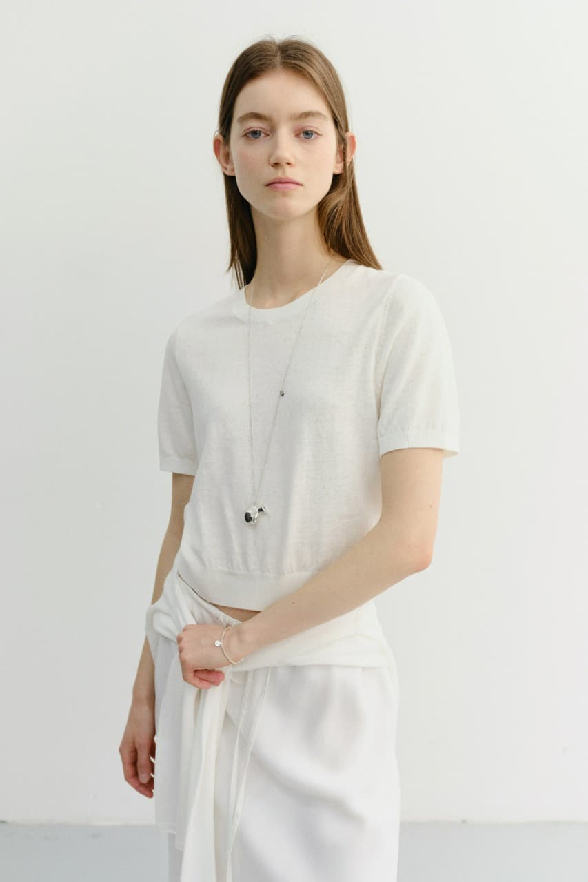 UNISEX LINEN CREWNECK KNIT WHITE_UDSW6B128WT
