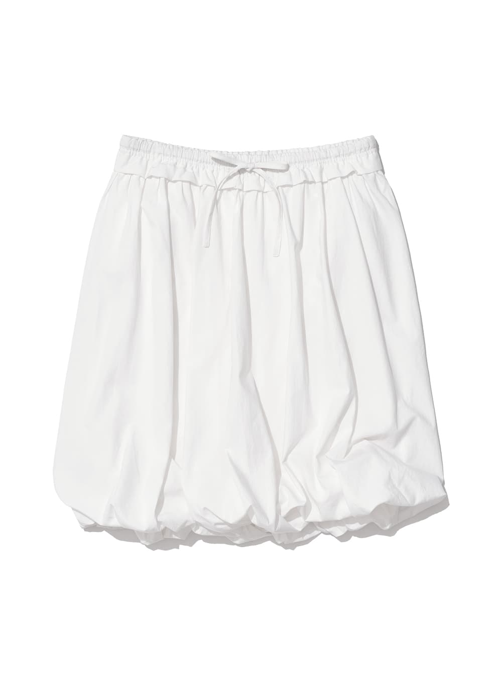 FRILL WAIST PUFF MIDI SKIRT_WHITE