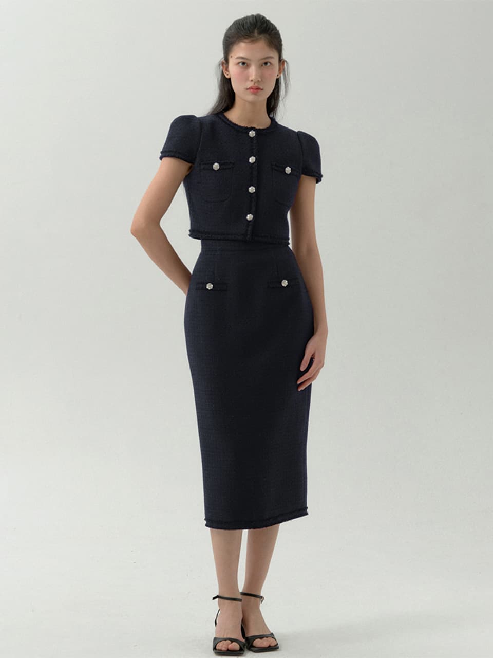 Bibi Tweed Skirt-Long(2Color)
