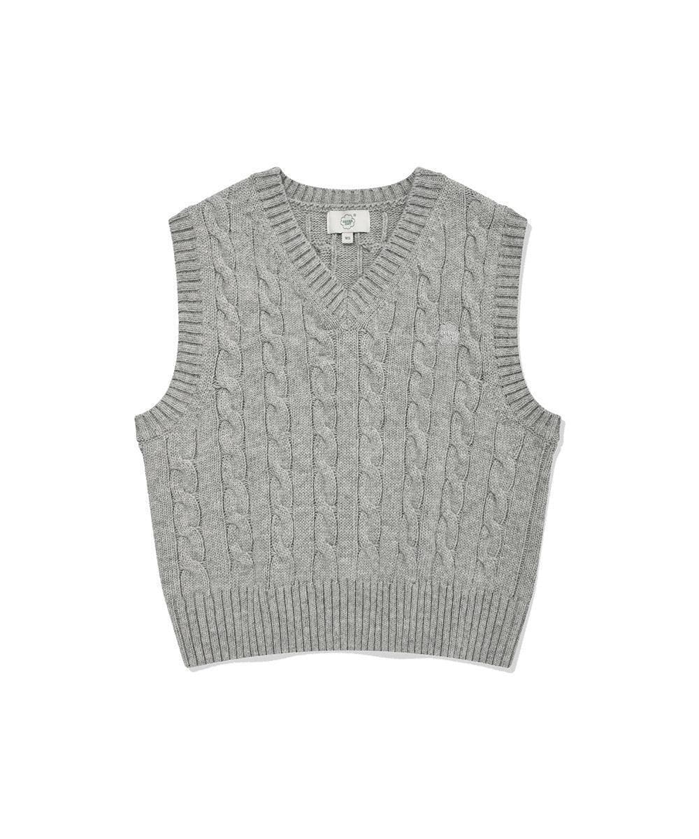 우먼 케이블 니트 베스트 Heather Gray